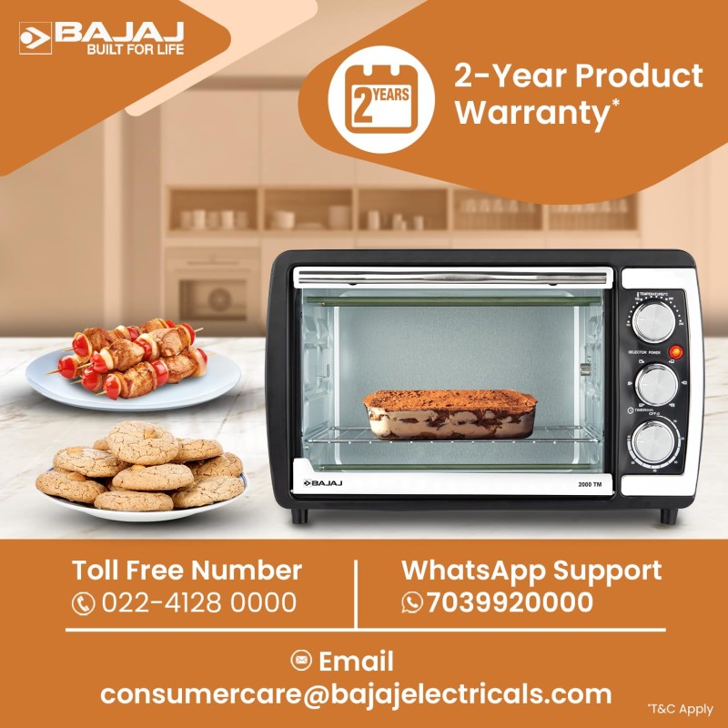 Bajaj 2000TM 20Litre Oven Toaster Griller (20L OTG) 1400W Oven For ...